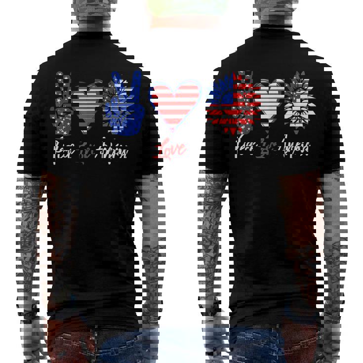 Peace Love America 4Th Of July Sunflower Men's T-shirt Back Print