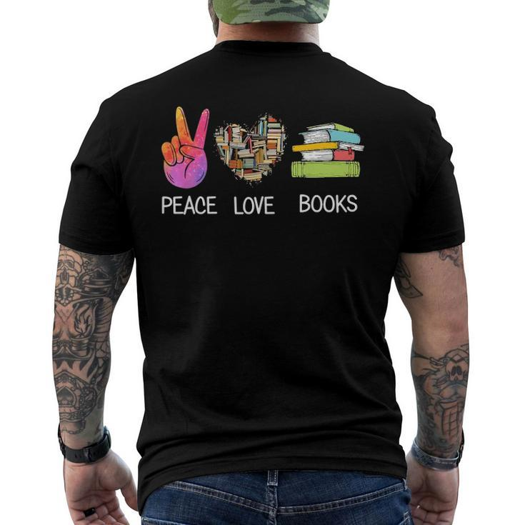 Peace Love Books Book Graphic Tee Reading Lover Men's Back Print T-shirt