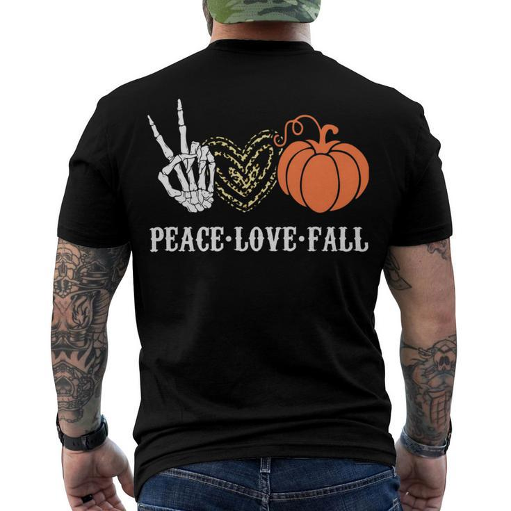 Peace Love Fall Peace Love Pumpkin Men's Crewneck Short Sleeve Back Print T-shirt