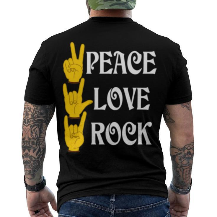 Peace Love Rock  V3 Men's Crewneck Short Sleeve Back Print T-shirt