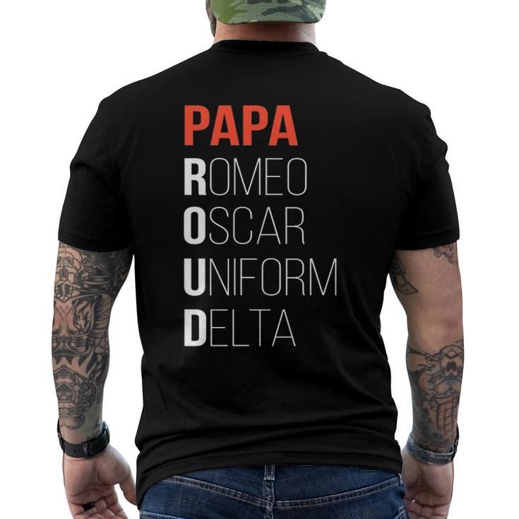 Phonetic Alphabet Proud Papa Tee I Army Dad Fathers Day Men's Back Print T-shirt