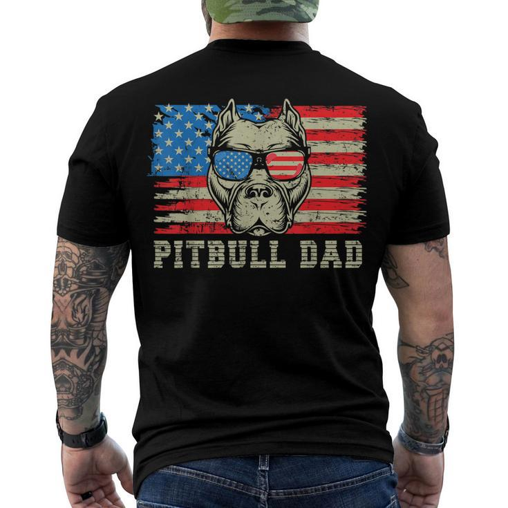 Mens Pitbull Dad American Pit Bull Dog Us Flag 4Th Of July Men's T-shirt Back Print
