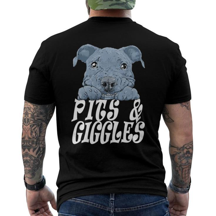 Pitbull Pibble Mom Dad Pits And Giggles Gift Men's Crewneck Short Sleeve Back Print T-shirt