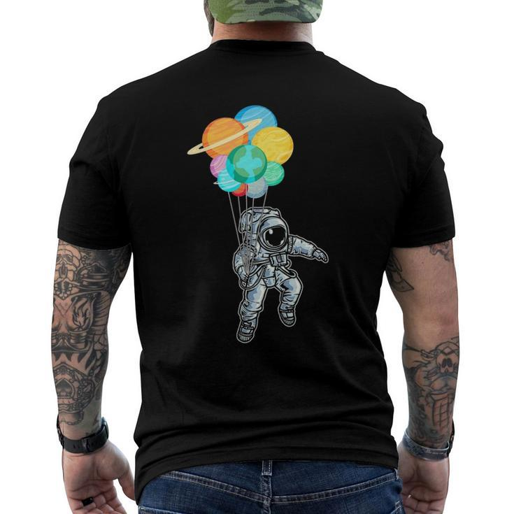 Planet Balloons Astronaut Space Science Men's Back Print T-shirt
