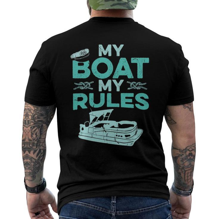 Pontoon Boat Captain My Boat My Rules Fathers Day Men's Back Print T-shirt