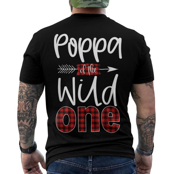 Mens Poppa Of The Wild One Buffalo Plaid Lumberjack 1St Birthday Men's T-shirt Back Print