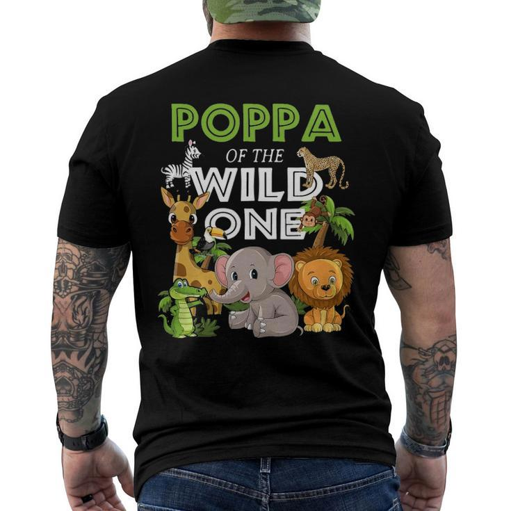 Poppa Of The Wild One Zoo Birthday Safari Jungle Animal Men's Back Print T-shirt