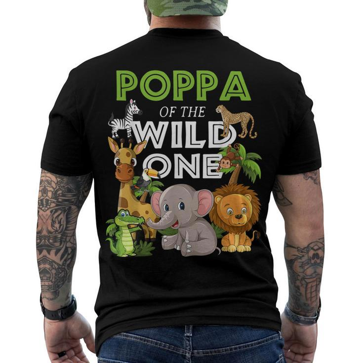 Poppa Of The Wild One Zoo Birthday Safari Jungle Animal Men's T-shirt Back Print