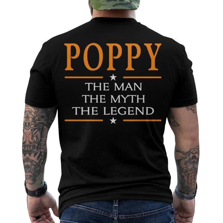 Poppy Grandpa Poppy The Man The Myth The Legend Men's T-Shirt Back Print