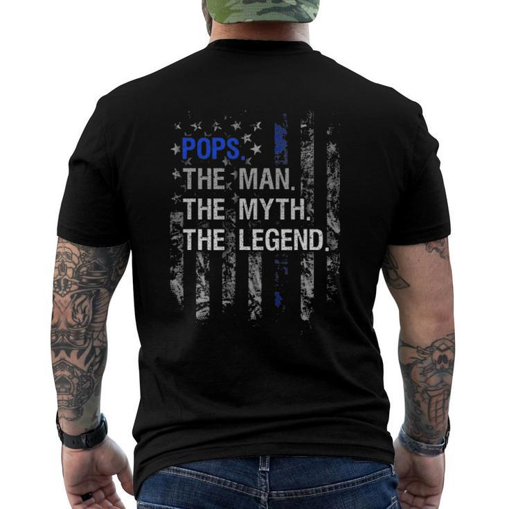 Mens Pops The Man Myth Legend Thin Blue Line Men's Back Print T-shirt