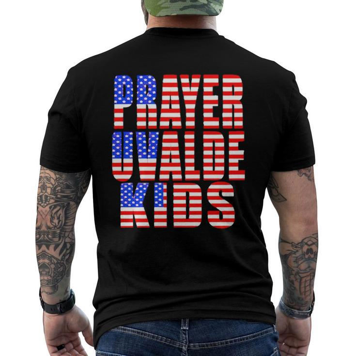 Pray For Uvalde Texas Kids Us Flag Text Men's Crewneck Short Sleeve Back Print T-shirt