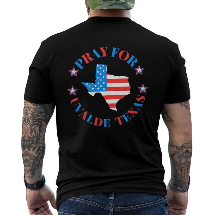 Pray For Uvalde Texas Gun Control Us Flag Texas Map Men's Back Print T-shirt