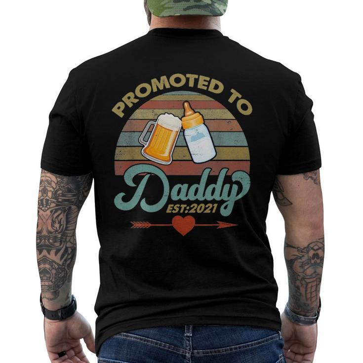 Promoted To Daddy Est 2021 Beer Dad Bottle Baby Shower Men's Back Print T-shirt