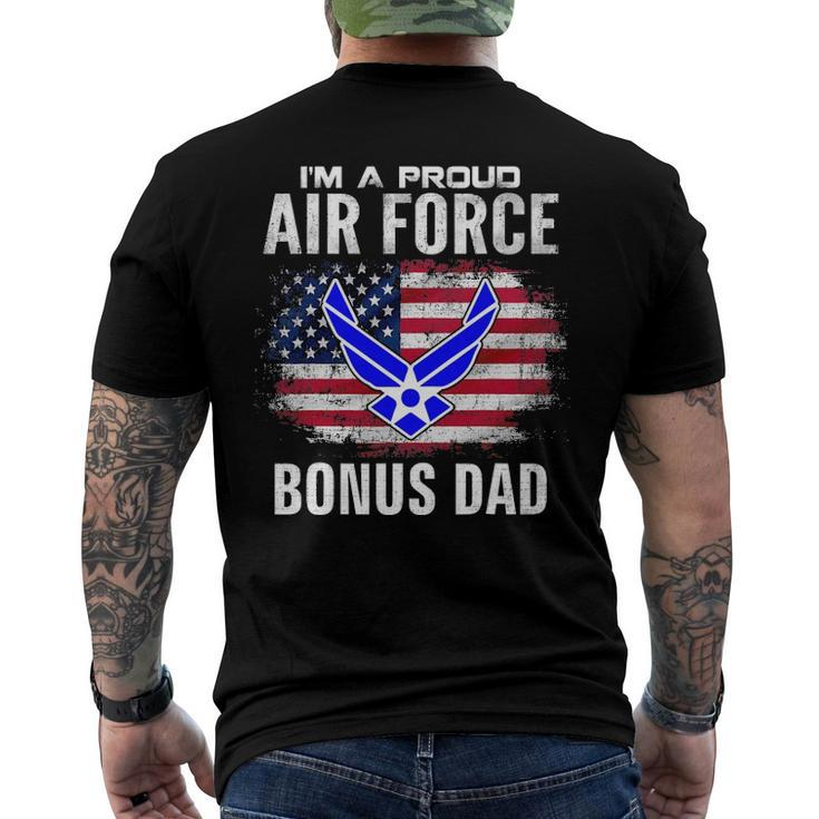 Im A Proud Air Force Bonus Dad With American Flag Veteran Men's Back Print T-shirt