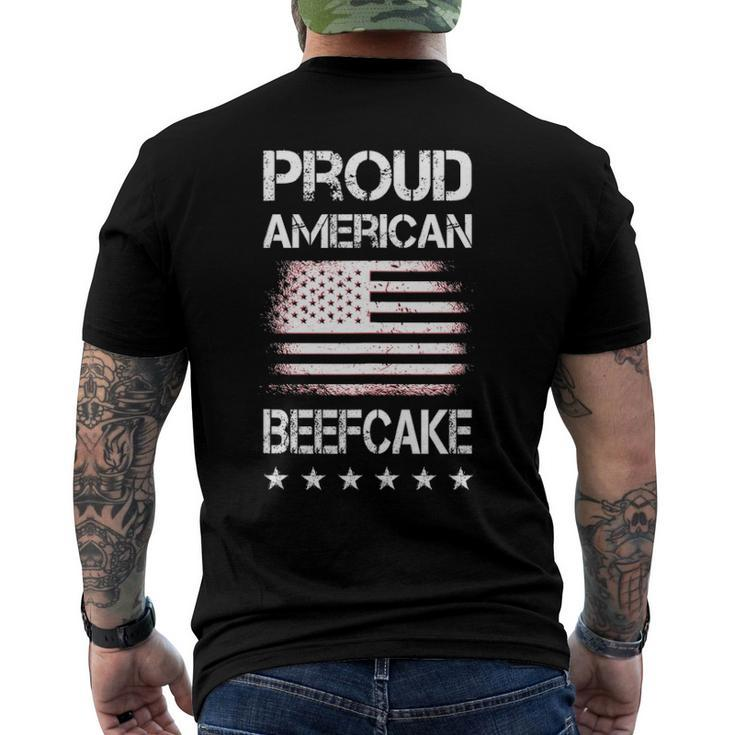 Proud American Beefcake Fourth Of July Patriotic Flag Men's Back Print T-shirt