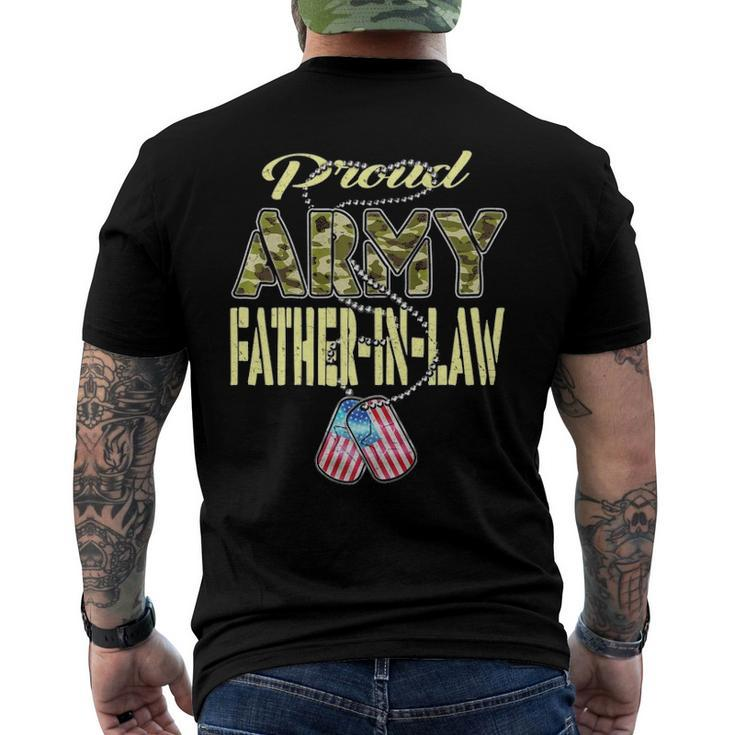 Proud Army Father-In-Law Us Flag Dog Tag Military Dad-In-Law Men's Back Print T-shirt