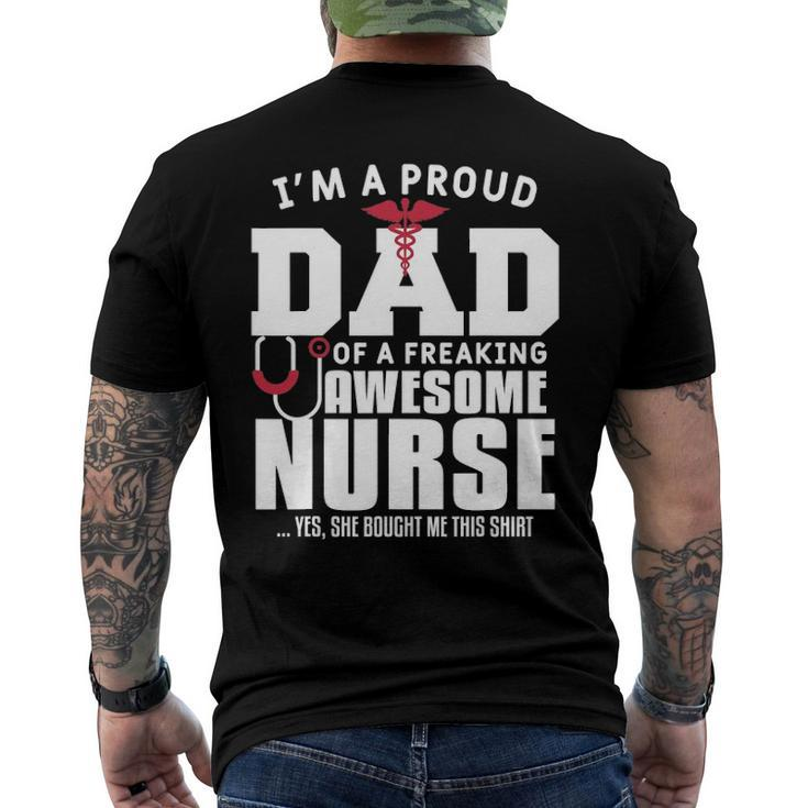 Mens Im A Proud Dad Of A Freaking Awesome Nurse Daughter Father Men's Back Print T-shirt