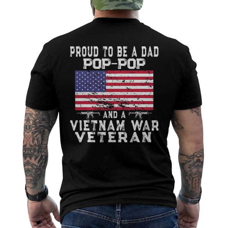 Mens Proud Dad Pop-Pop Vietnam War Veteran - Retro Us Flag Grandpa Men's Back Print T-shirt