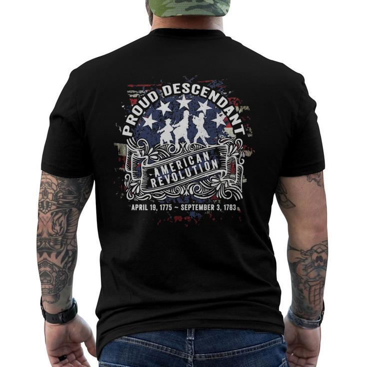 Proud Descendant American Revolution Fife And Drum 4Th Of July Men's Back Print T-shirt