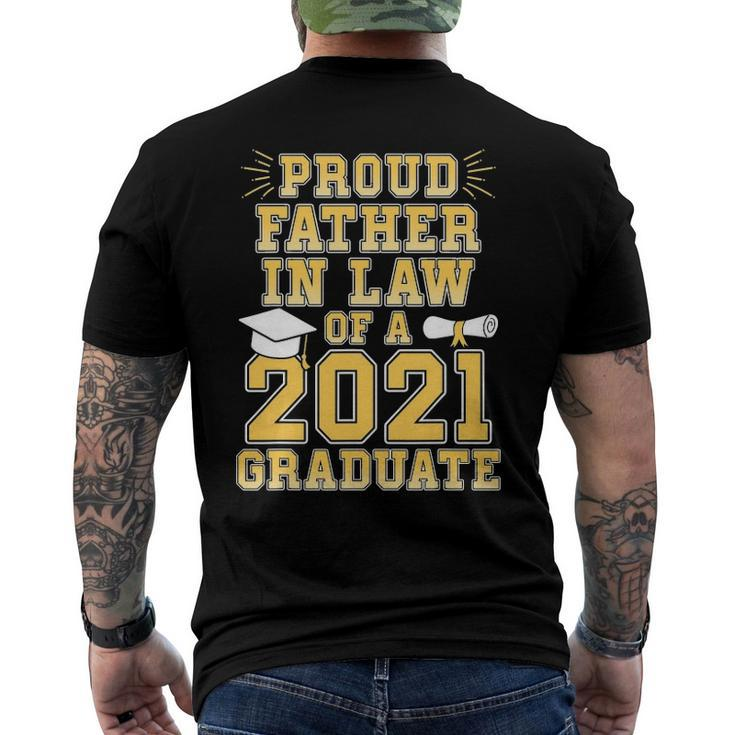 Mens Proud Father In Law Of A 2021 Graduate School Graduation Men's Back Print T-shirt