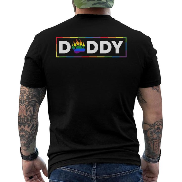 Mens Proud Gay Daddy Bear Paw Pride Rainbow Lgbtq Dad Fathers Day Men's Back Print T-shirt