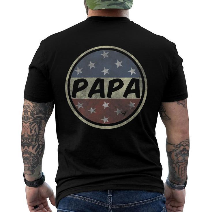 Proud Papa Fathers Day American Flag Button 4Th Of July Men's Back Print T-shirt