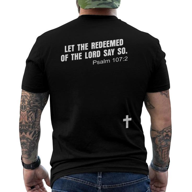 Psalm 1072 Let The Redeemed Of The Lord Say So Bible Kjv Men's Back Print T-shirt