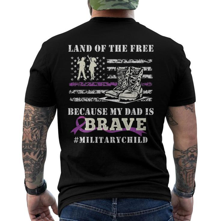 Purple Up Military Kids Land Of The Free Usa Flag Men's Back Print T-shirt