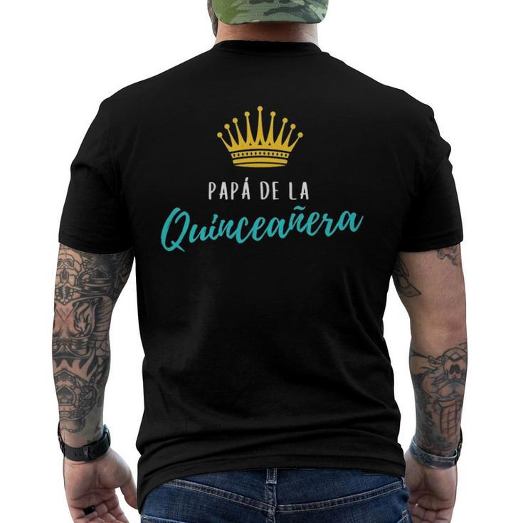 Mens Quinceanera Papa Dad Father Turquoise Theme Party Quince Men's Back Print T-shirt