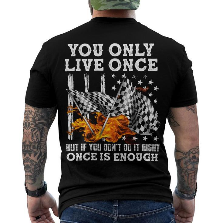 Racing You Only Live Once Men's Crewneck Short Sleeve Back Print T-shirt