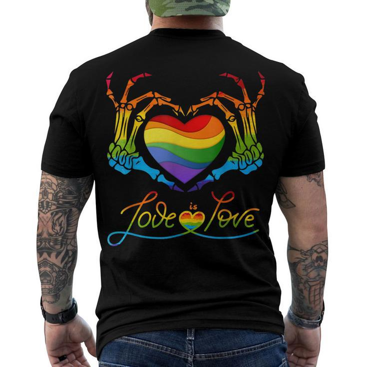 Rainbow Heart Skeleton Love Is Love Lgbt Gay Lesbian Pride Men's Back Print T-shirt