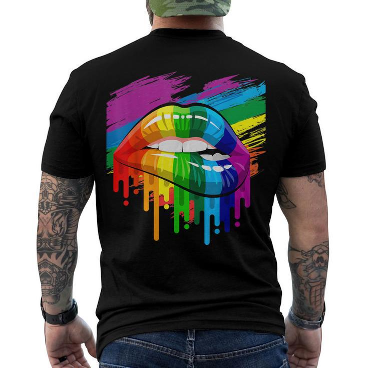Rainbow Lips Lgbt Pride Month Rainbow Flag Men's Back Print T-shirt