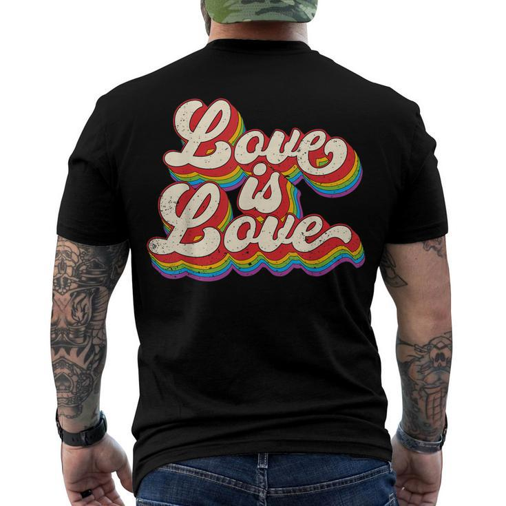 Rainbow Vintage Love Is Love Lgbt Gay Lesbian Pride Men's Back Print T-shirt