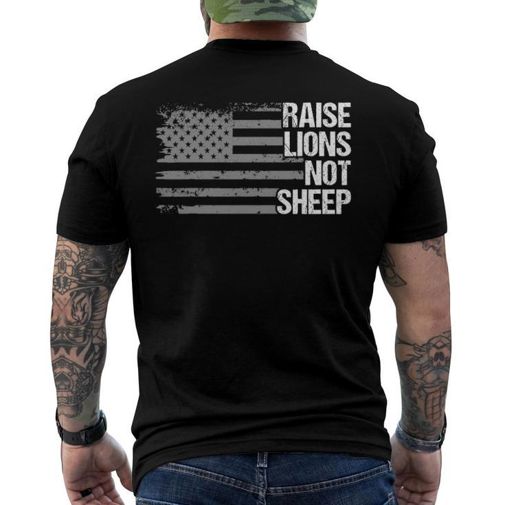 Raise Lions American Flag Not Sheep Patriotic Lion Men Women Men's Back Print T-shirt
