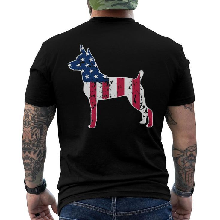 Rat Terrier Dog Lovers American Flag 4Th Of July Men's Back Print T-shirt