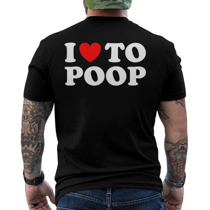 Red Heart I Love To Poop Men's Back Print T-shirt