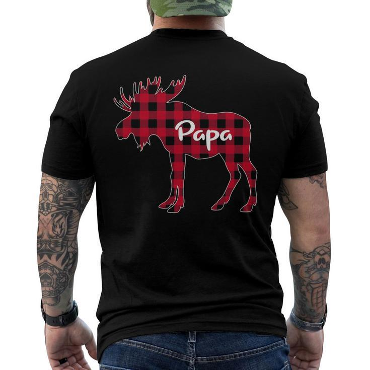 Mens Red Plaid Papa Moose Xmas Red Buffalo Family Pajama Men's Back Print T-shirt
