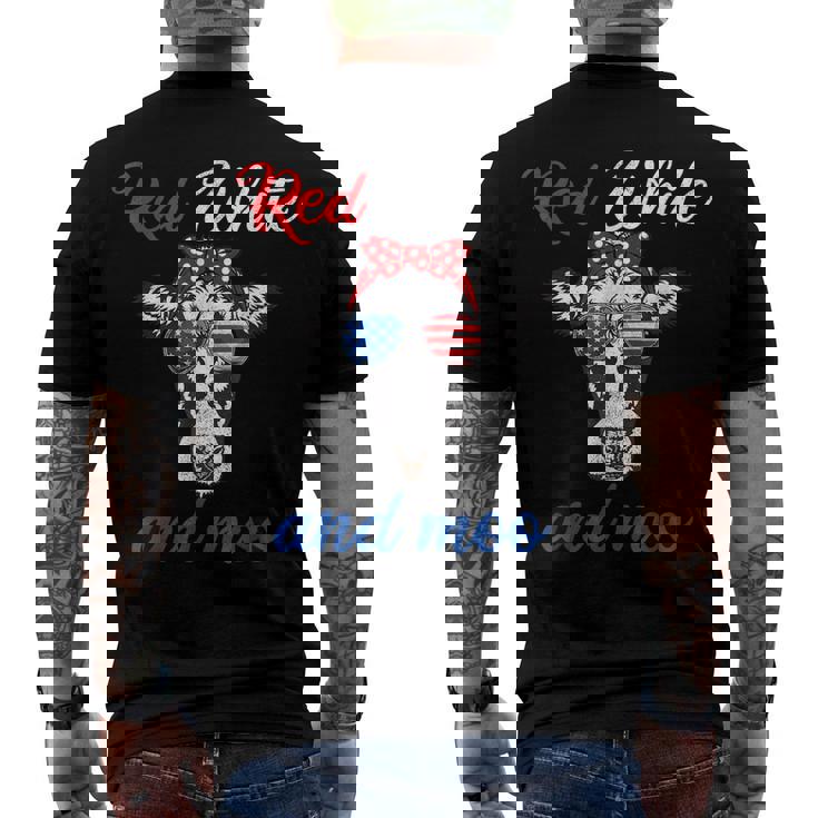 Red White & Moo 4Th Of July Apparel Usa Patriotic Cow Men's T-shirt Back Print