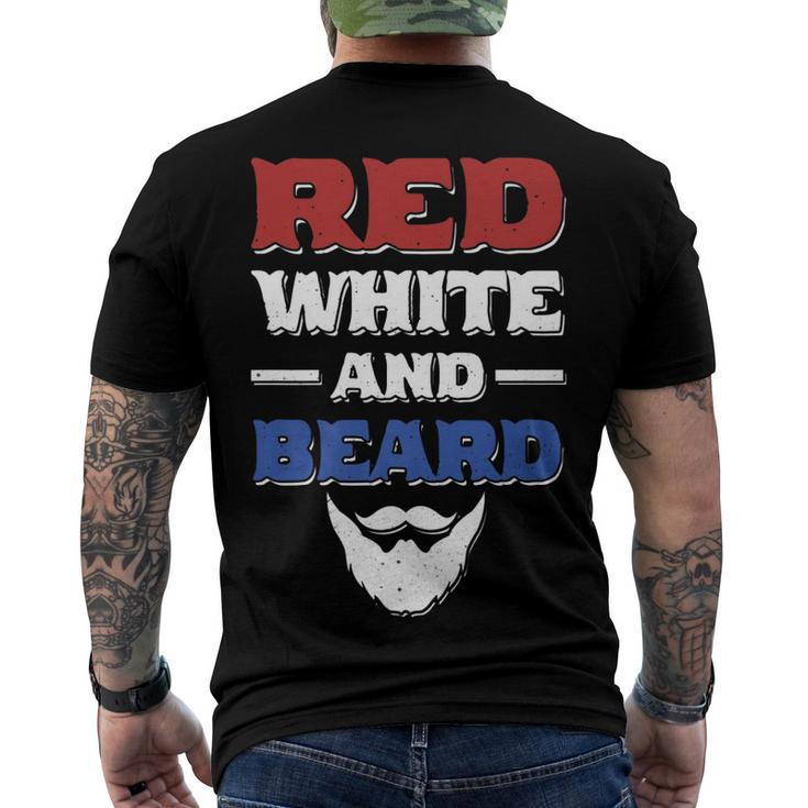 Mens Red White And Beard 4Th Of July Bearded Dad Husband Men's T-shirt Back Print