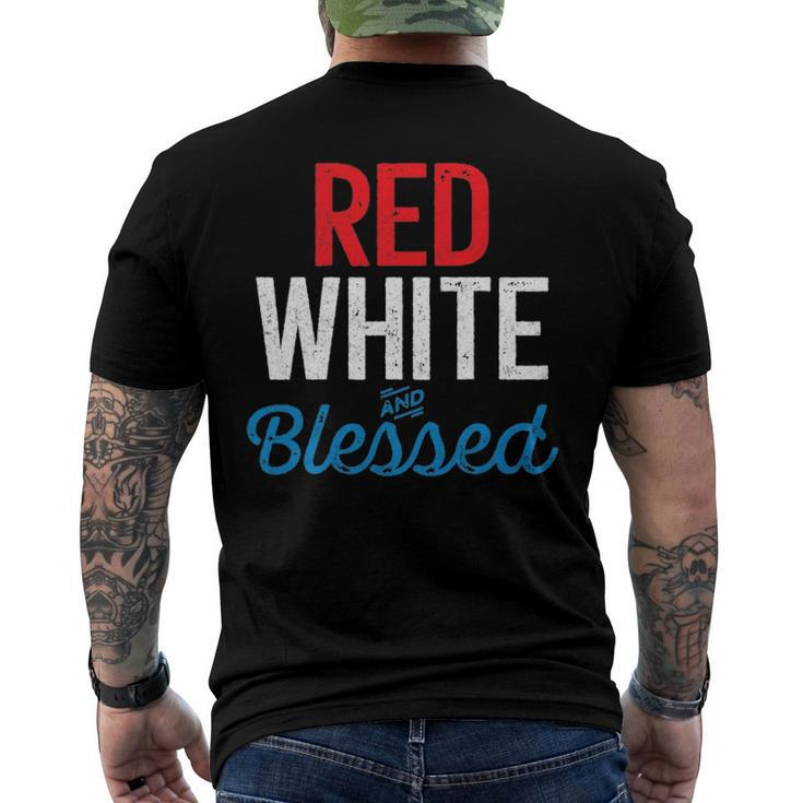 Red White And Blessed Independence Day 4Th Of July Patriotic Men's Back Print T-shirt