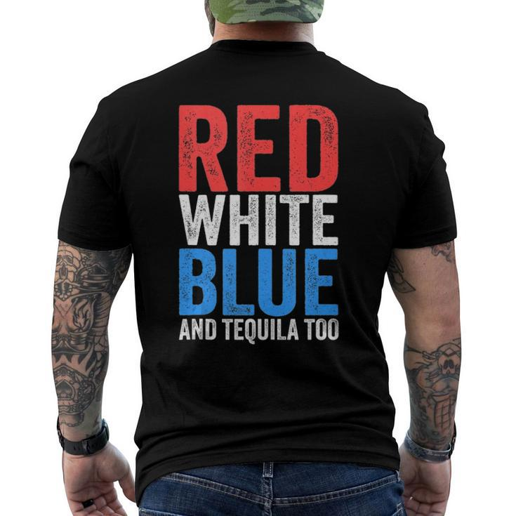 Red White Blue And Tequila Too Drinking July Fourth Men's Back Print T-shirt