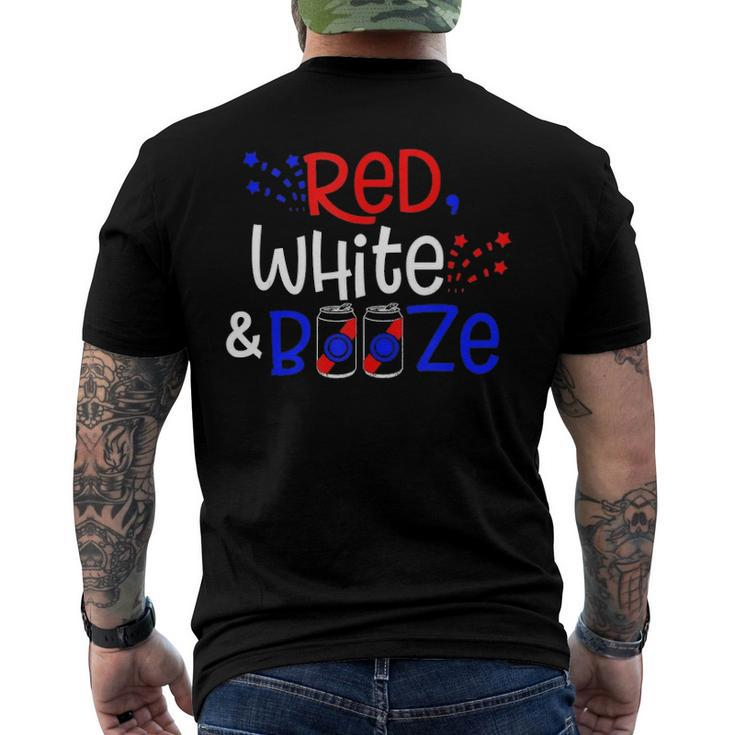 Red White And Booze Adult 4Th Of July Men's Back Print T-shirt