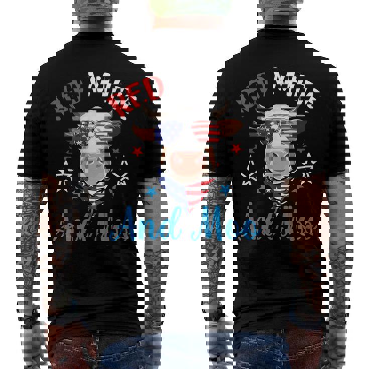 Red White And Moo 4Th Of July Cow Usa Flag Farmer Patriotic Men's T-shirt Back Print