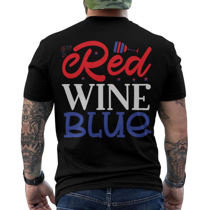 Red Wine  Blue  4Th Of July  Wine Red  White Blue Wine Glasses V2 Men's Crewneck Short Sleeve Back Print T-shirt