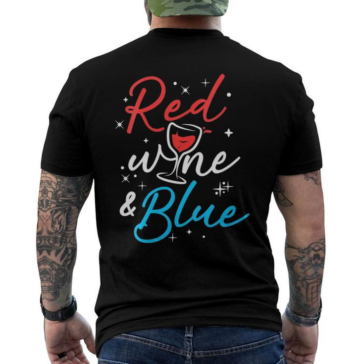 Womens Red Wine And Blue V-Neck Men's Back Print T-shirt