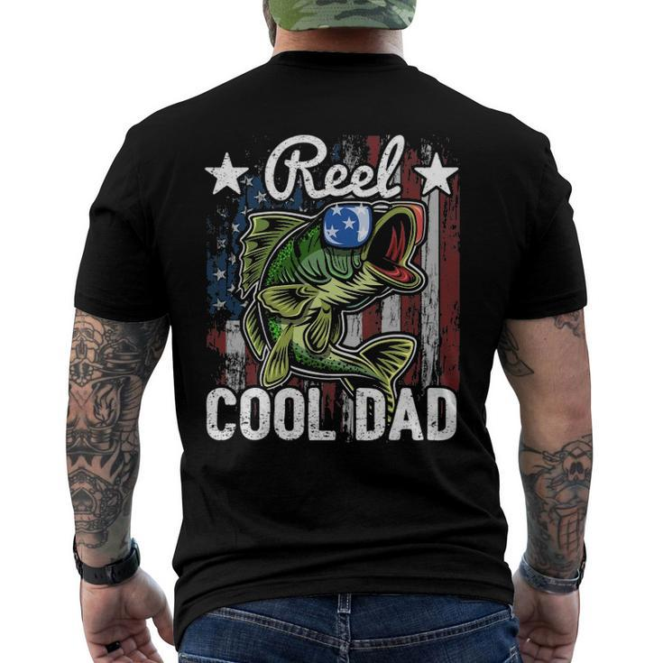 Reel Cool Dad Fishing American Flag Fathers Day Gif Men's Back Print T-shirt