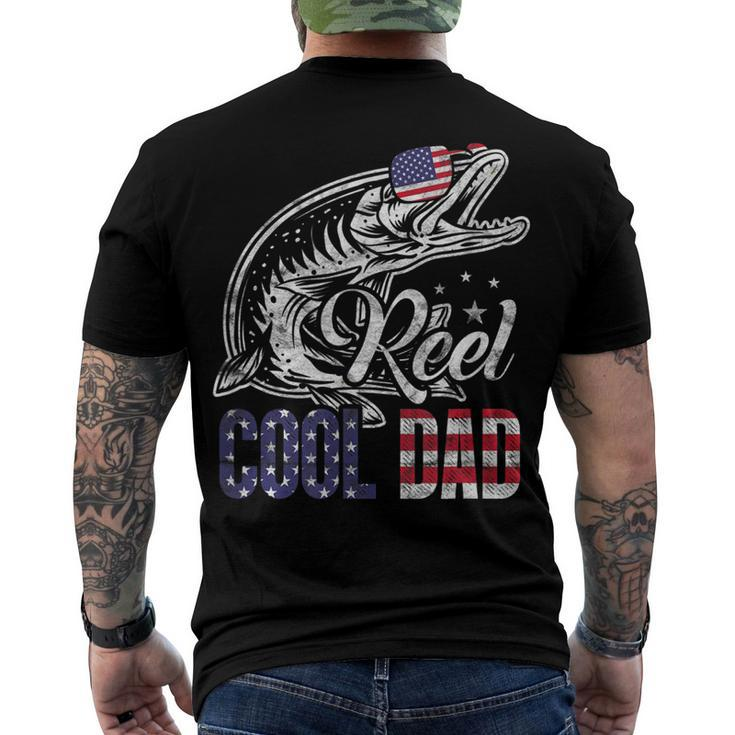 Mens Reel Cool Dad Sunglasses American Flag 4Th Of July Fishing Men's T-shirt Back Print