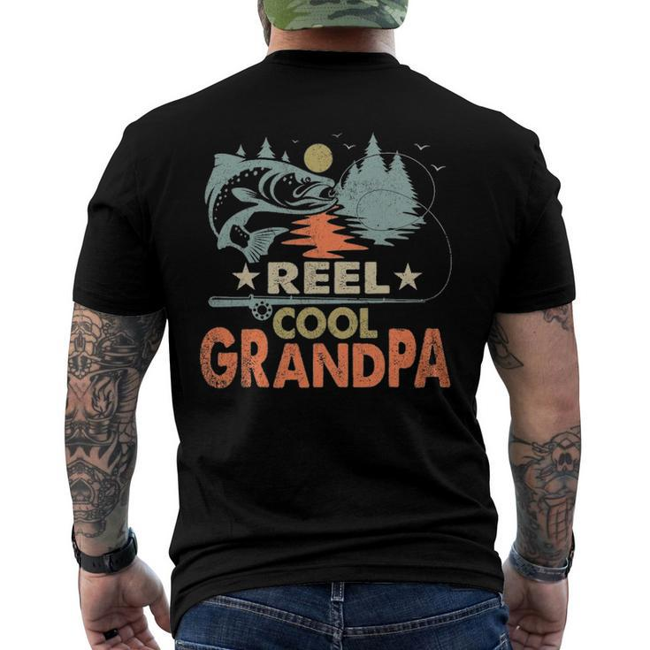 Reel Cool Grandpa Fishing Lover Vintage Fathers Day Men's Back Print T-shirt