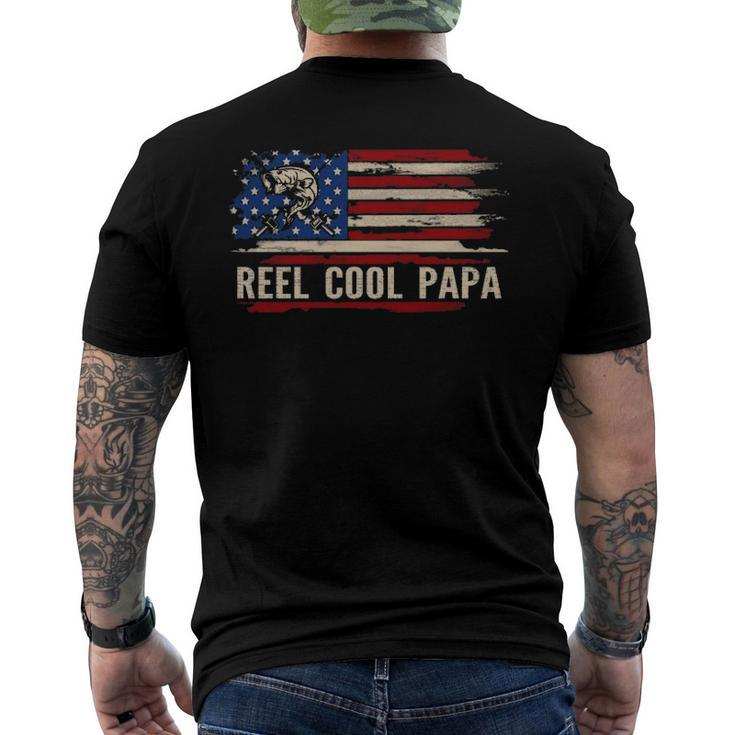 Reel Cool Papa American Usa Flag Fishingfish Men's Back Print T-shirt