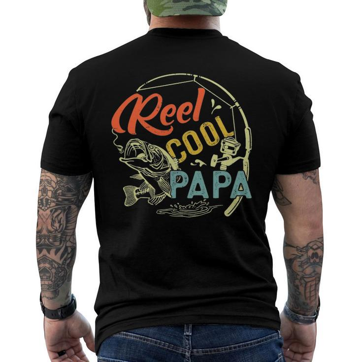 Mens Reel Cool Papa Fishing Fathers Day Christmas Men's Back Print T-shirt